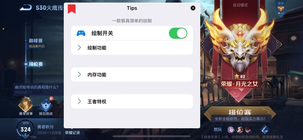 王者辅助独家免越狱【Tips】内透追踪